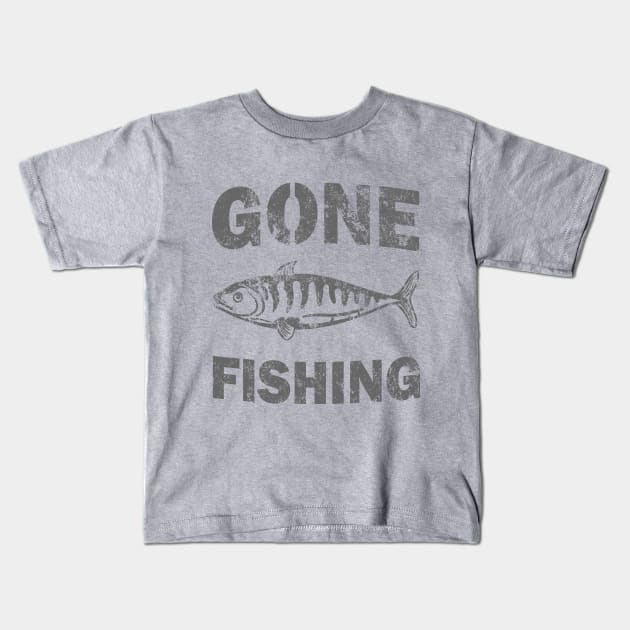 Gone Fishing Kids T-Shirt by VintageArtwork